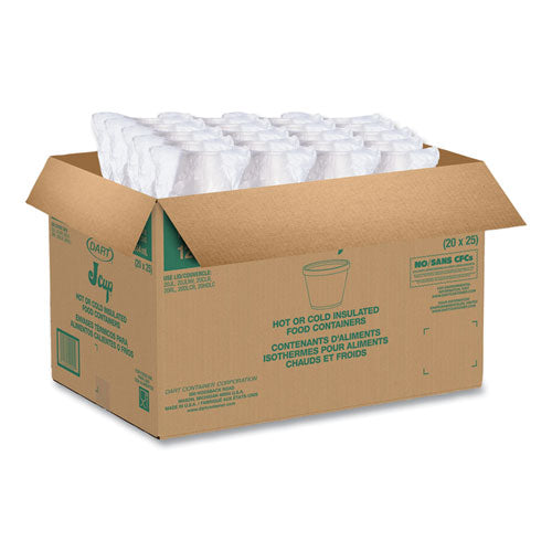 Image of Dart® Food Containers, 12 oz, White, Foam, 25/Bag, 20 Bags/Carton
