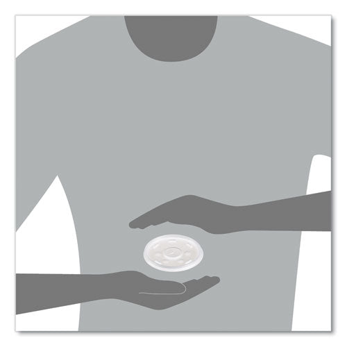Image of Dart® Plastic Lids for Foam Cups/Bowls/Containers, Flat with Straw Slot, Fits 6 oz to 14 oz, Translucent, 100/Pack, 10 Packs/Carton