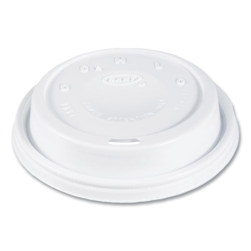 Image of SOLO® Cappuccino Dome Sipper Lids, Fits 12 oz to 24 oz Hot Cups, Plastic, White, 1,000/Carton