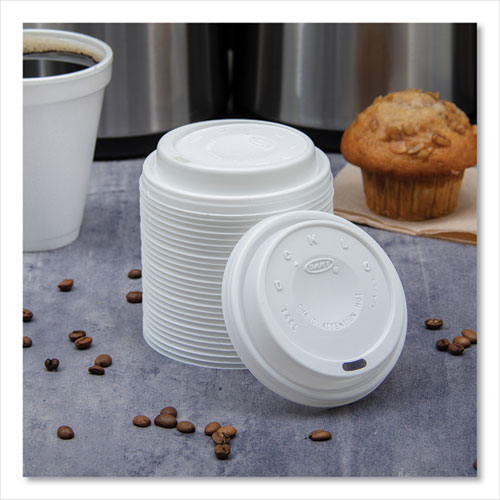 Image of SOLO® Cappuccino Dome Sipper Lids, Fits 12 oz to 24 oz Hot Cups, Plastic, White, 1,000/Carton