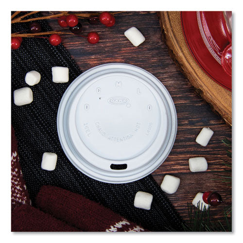 Image of SOLO® Cappuccino Dome Sipper Lids, Fits 12 oz to 24 oz Hot Cups, Plastic, White, 1,000/Carton
