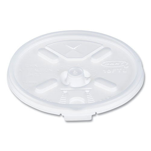 Image of Dart® Lift n' Lock Plastic Hot Cup Lids With Straw Slot, Fits 12 oz to 24 oz Hot Cups, Plastic, Translucent, 100/Pack, 10 Packs/CT