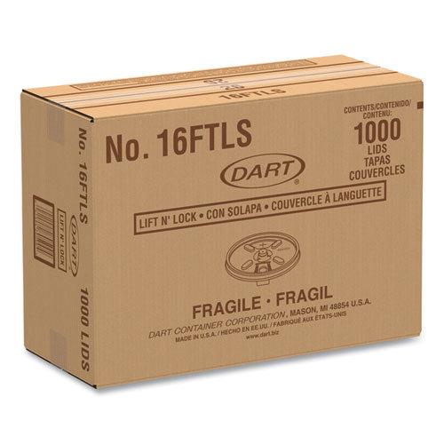 Image of Dart® Lift n' Lock Plastic Hot Cup Lids With Straw Slot, Fits 12 oz to 24 oz Hot Cups, Plastic, Translucent, 100/Pack, 10 Packs/CT