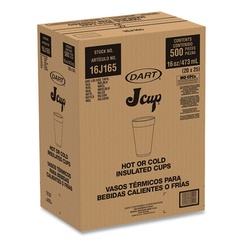 Image of Dart® Foam Drink Cups, 16 Oz, White, 20/bag, 25 Bags/carton