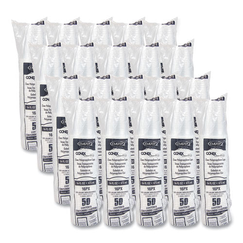 Image of Dart® Conex ClearPro Plastic Cold Cups, 16 oz, Clear, 50/Pack, 20 Packs/Carton
