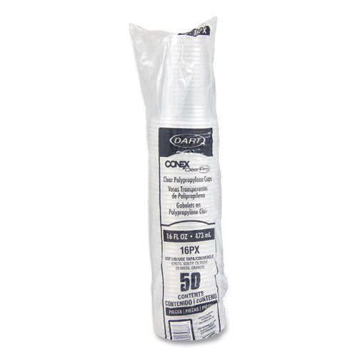 Image of Dart® Conex ClearPro Plastic Cold Cups, 16 oz, Clear, 50/Pack, 20 Packs/Carton