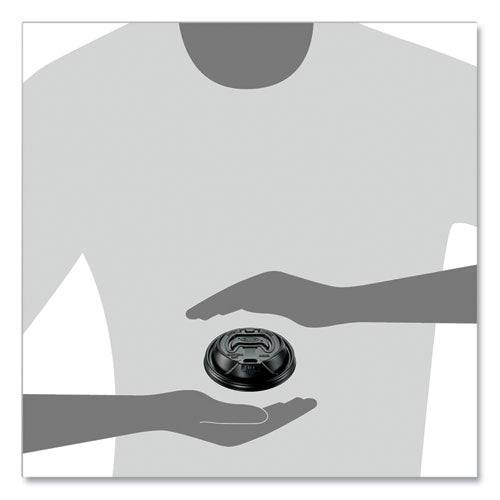 Image of Dart® Optima Reclosable Lid, Fits 12 oz to 24 oz Hot Cups, Plastic, Black, 100/Pack, 10 Packs/Carton