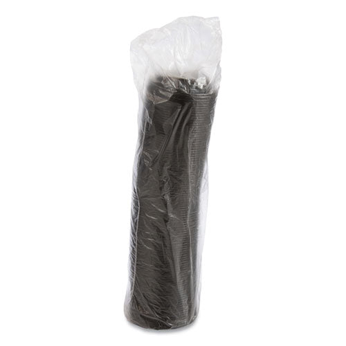 Image of Dart® Optima Reclosable Lid, Fits 12 oz to 24 oz Hot Cups, Plastic, Black, 100/Pack, 10 Packs/Carton