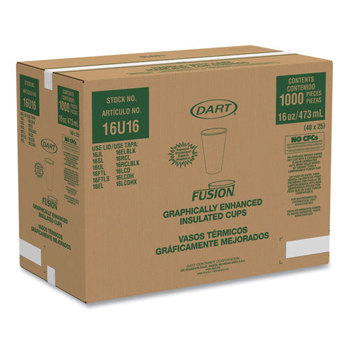 Image of Dart® Fusion Escape Foam Hot/cold Cups, 16 Oz, Brown/black, 1,000/carton