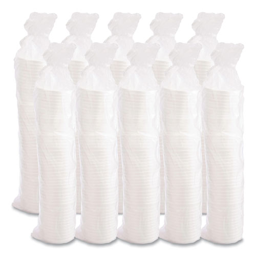 Image of Dart® Vented Foam Lids, Fits 6 oz to 32 oz Hot Cups, White, 50/Pack, 10 Packs/Carton