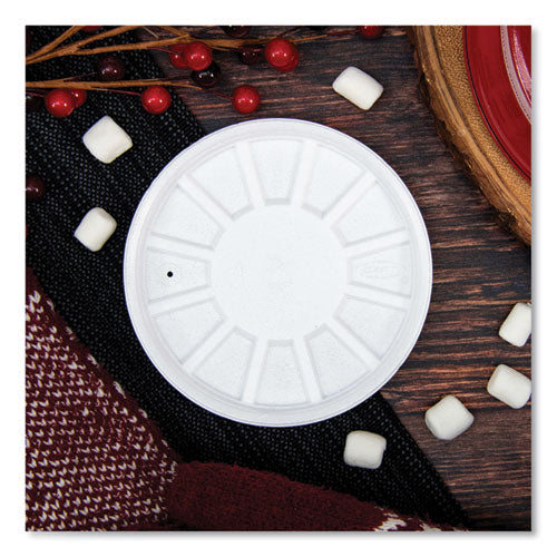 Image of Dart® Vented Foam Lids, Fits 6 oz to 32 oz Hot Cups, White, 50/Pack, 10 Packs/Carton