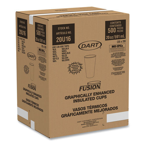 Image of Dart® Fusion Escape Foam Hot/cold Cups, 20 Oz, Brown/black, 500/carton