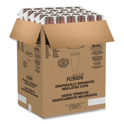 Image of Dart® Fusion Escape Foam Hot/cold Cups, 20 Oz, Brown/black, 500/carton