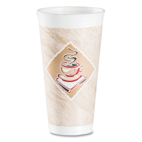 Image of Dart® Cafe G Foam Hot/cold Cups, 20 Oz, Brown/red/white, 20/pack