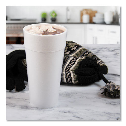 Image of Dart® Foam Drink Cups, Hot/cold, 24 Oz, White, 25/bag, 20 Bags/carton