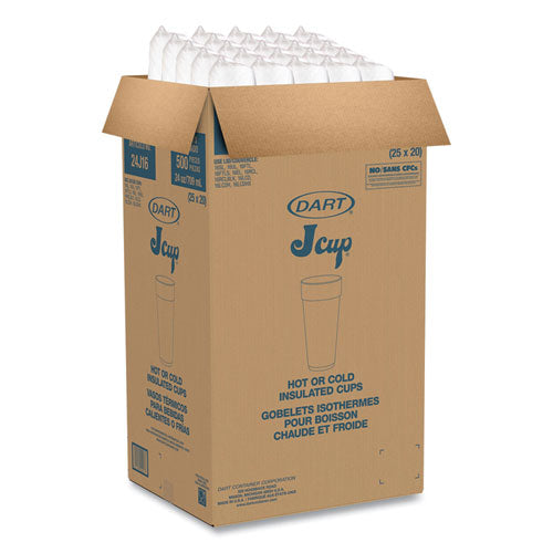 Image of Dart® Foam Drink Cups, Hot/cold, 24 Oz, White, 25/bag, 20 Bags/carton