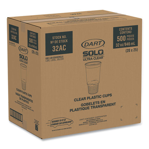 Image of Dart® Ultra Clear Pedestal PET Cups, 32 oz, Plastic, Clear, 25/Bag, 20 Bags/Carton