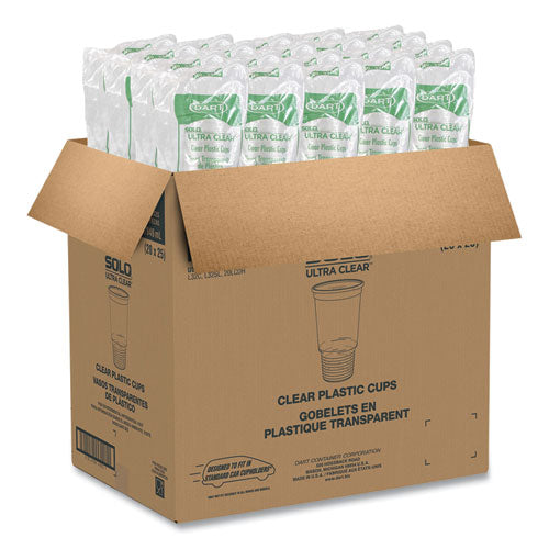 Image of Dart® Ultra Clear Pedestal PET Cups, 32 oz, Plastic, Clear, 25/Bag, 20 Bags/Carton