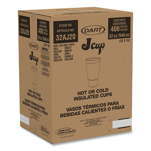 Image of Dart® Horizon Hot/Cold Foam Drinking Cups, 32 oz, White/Teal, 16/Bag, 25 Bags/Carton