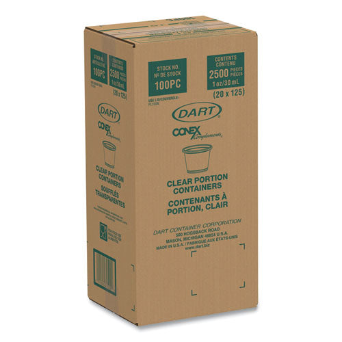 Image of Dart® Conex Complements Portion/Medicine Cups, 1 oz, Plastic, Clear, 125/Bag, 20 Bags/Carton