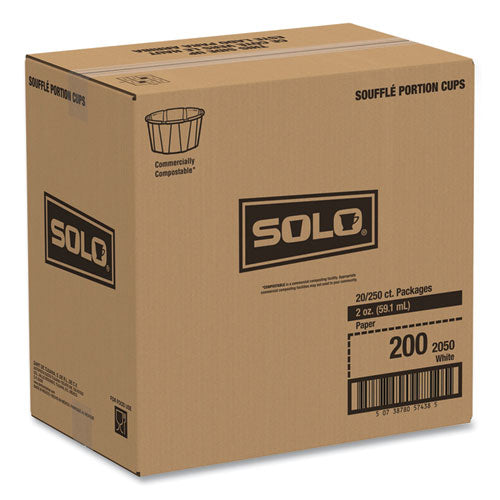 Image of SOLO® Paper Portion Cups, 2 oz, White, 250/Bag, 20 Bags/Carton