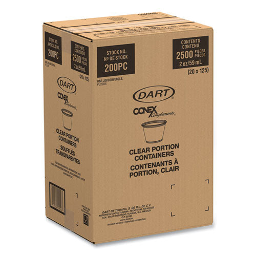 Image of Dart® Conex Complements Portion/Medicine Cups, 2 oz, Plastic, Clear, 125/Bag, 20 Bags/Carton