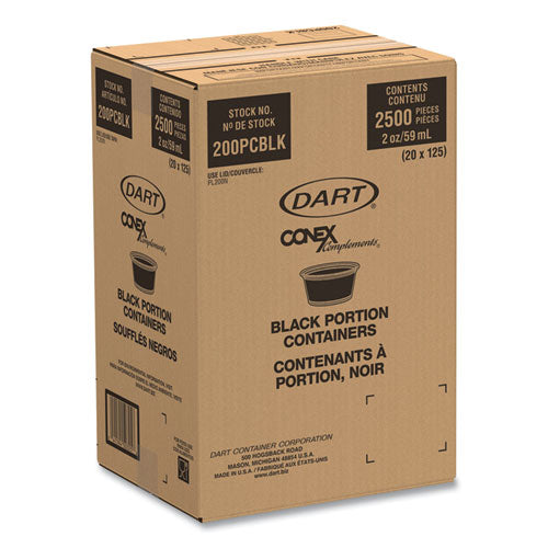 Image of Dart® Conex Complements Portion/Medicine Cups, 2 oz, Plastic, Black, 125/Bag, 20 Bags/Carton