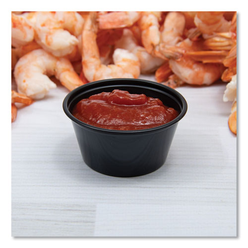 Image of Dart® Conex Complements Portion/Medicine Cups, 2 oz, Plastic, Black, 125/Bag, 20 Bags/Carton