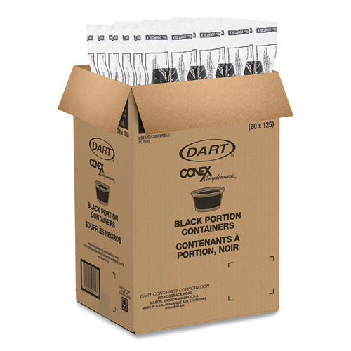 Image of Dart® Conex Complements Portion/Medicine Cups, 2 oz, Plastic, Black, 125/Bag, 20 Bags/Carton