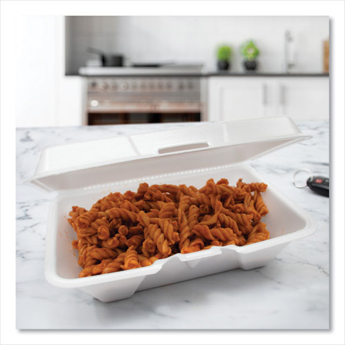 Image of Dart® Foam Hinged Lid Containers, 6.4 X 9.3 X 2.6, White, 200/carton