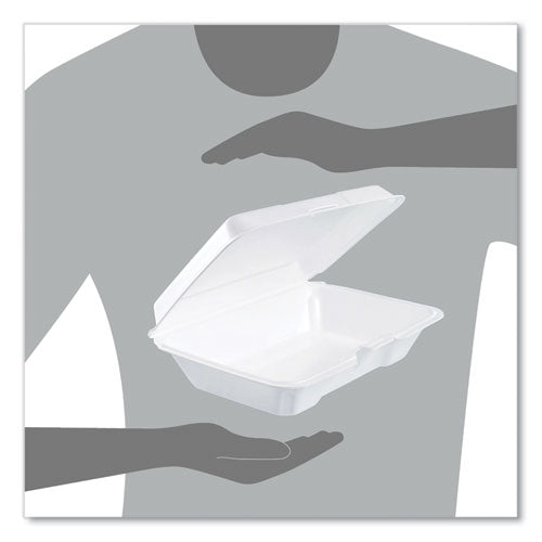 Image of Dart® Foam Hinged Lid Containers, 6.4 X 9.3 X 2.6, White, 200/carton