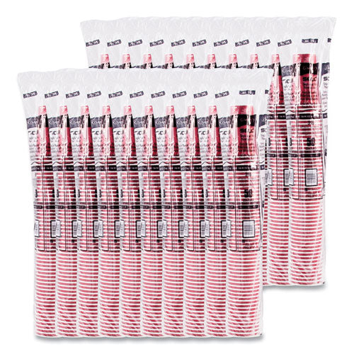 Image of SOLO® Paper Hot Drink Cups in Bistro Design, 16 oz, Maroon, 50/Pack