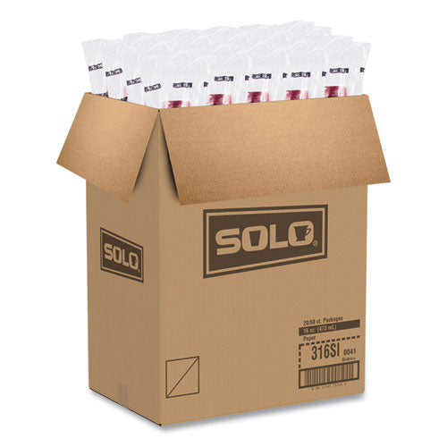 Image of SOLO® Paper Hot Drink Cups in Bistro Design, 16 oz, Maroon, 50/Pack