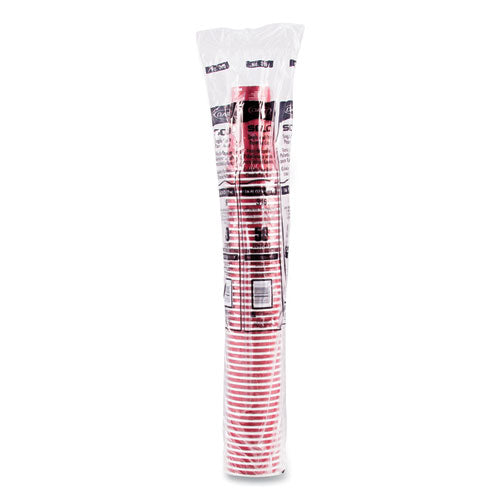 Image of SOLO® Paper Hot Drink Cups in Bistro Design, 16 oz, Maroon, 50/Pack