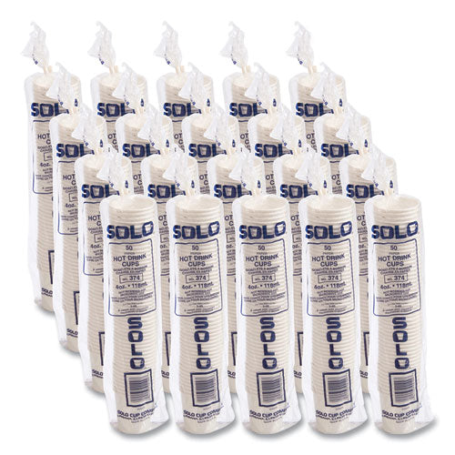 Image of SOLO® Single-Sided Poly Paper Hot Cups, 4 oz, White, 50 Bag, 20 Bags/Carton