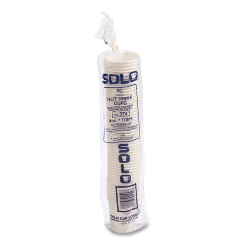 Image of SOLO® Single-Sided Poly Paper Hot Cups, 4 oz, White, 50 Bag, 20 Bags/Carton