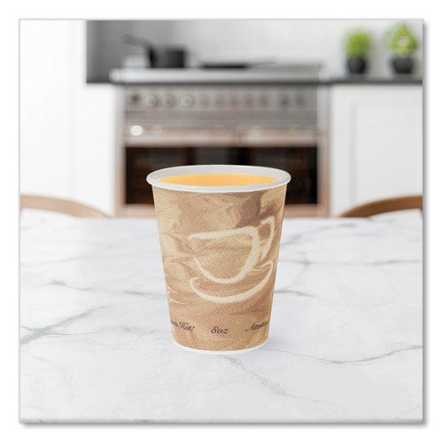 Image of SOLO® Mistique Polycoated Hot Paper Cups, 8 oz, Brown, 50/Sleeve, 20 Sleeves/Carton