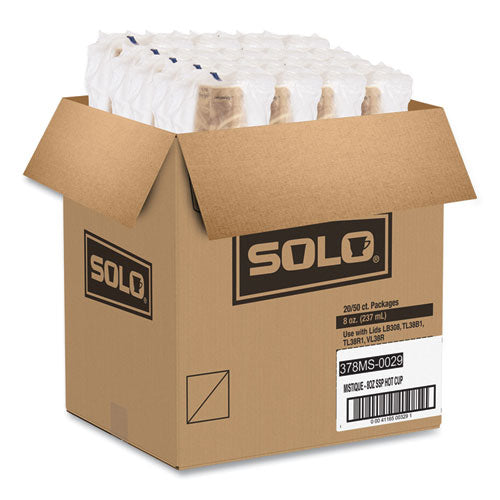 Image of SOLO® Mistique Polycoated Hot Paper Cups, 8 oz, Brown, 50/Sleeve, 20 Sleeves/Carton