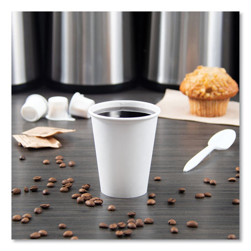 Image of SOLO® Single-Sided Poly Paper Hot Cups, 8 Oz, White, 50/bag, 20 Bags/carton