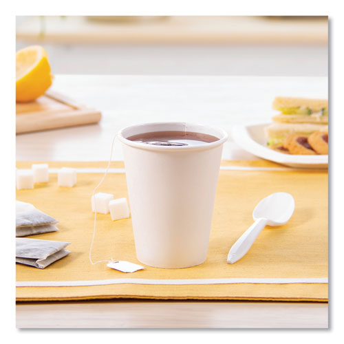 Image of SOLO® Single-Sided Poly Paper Hot Cups, 8 Oz, White, 50/bag, 20 Bags/carton