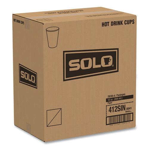 Image of SOLO® Paper Hot Drink Cups in Bistro Design, 12 oz, Maroon, 50/Pack