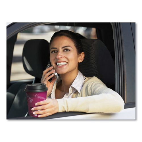 Image of SOLO® Paper Hot Drink Cups in Bistro Design, 12 oz, Maroon, 50/Pack