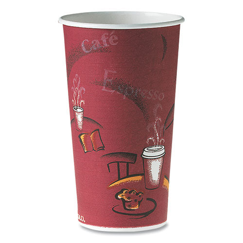 Image of SOLO® Single-Sided Poly Paper Hot Cups, 20 oz, Bistro Design, 600/Carton
