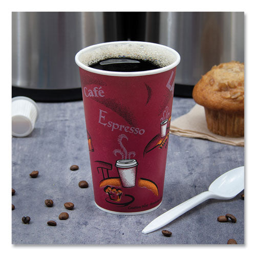 Image of SOLO® Single-Sided Poly Paper Hot Cups, 20 oz, Bistro Design, 600/Carton