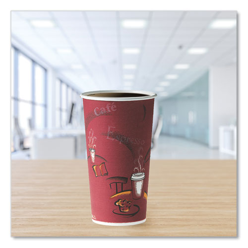 Image of SOLO® Single-Sided Poly Paper Hot Cups, 20 oz, Bistro Design, 600/Carton