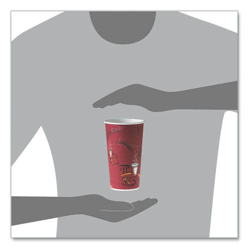 Image of SOLO® Single-Sided Poly Paper Hot Cups, 20 oz, Bistro Design, 600/Carton