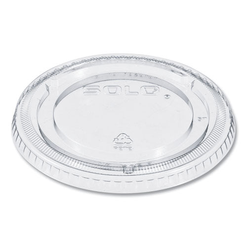 Image of SOLO® PETE Plastic Flat Cold Cup Lids, Fits 12 oz to 24 oz Cold Cups, Clear, 1,000/Carton