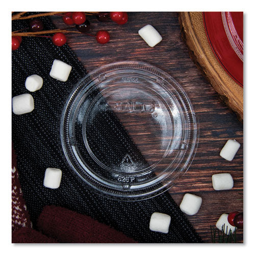 Image of SOLO® PETE Plastic Flat Cold Cup Lids, Fits 12 oz to 24 oz Cold Cups, Clear, 1,000/Carton