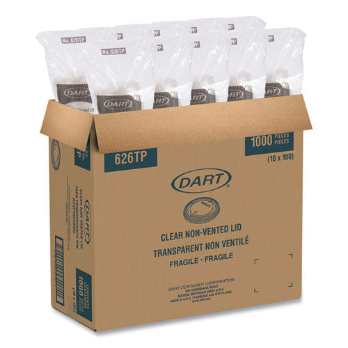 Image of SOLO® PETE Plastic Flat Cold Cup Lids, Fits 12 oz to 24 oz Cold Cups, Clear, 1,000/Carton