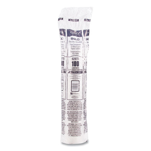 Image of SOLO® PETE Flat Straw-Slot Cold Cup Lids, Fits 16 oz to 24 oz Cold Cups, Plastic, Clear, 100/Pack, 10 Packs/Carton